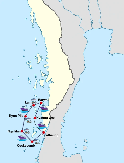 Küstenkreuzfahrt durch das Mergui Archipel