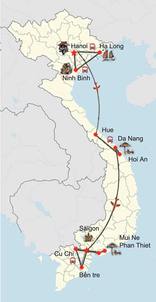 Entlang der Küste von Hanoi bis Saigon