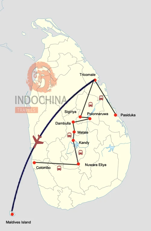 Sommerreise Sri Lanka mit Zugfahrt und Badeurlaub an der Ostküste Sri Lankas oder den Malediven
